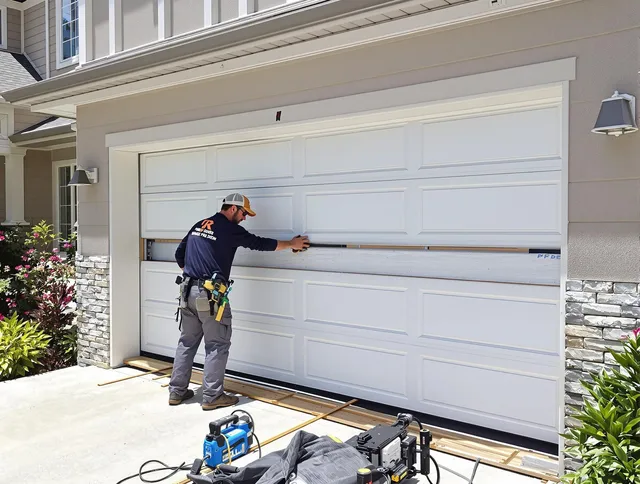 Grafton Garage Door Repair team performing complete garage door replacement at Grafton residence