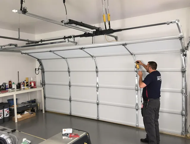 Grafton Garage Door Repair certified technician performing overhead door system repair in Grafton